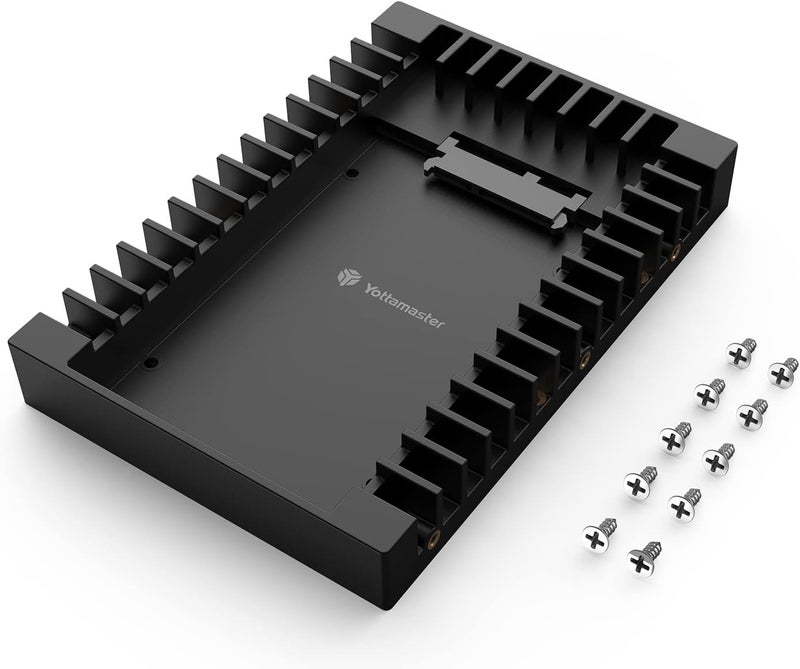 Yottamaster 2.5" to 3.5" Hard Drive Adapter-ABS Hard Drive Mounting Bracket for 7/9.5/12.5/15mm 2.5" SATA HDD SSD, SATA 3.0 Interface - Image 1